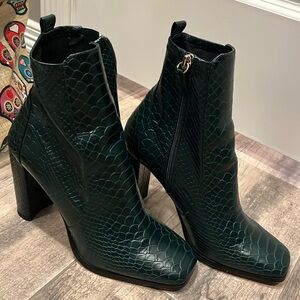 Also Autla green snake booties 8.5